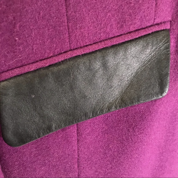 Purple Wool Rare Vintage Leather Trim Blazer - Picture 8 of 13